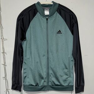 adidas Green and Black Floral Zip Up Performance Track Jacket